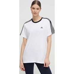 Bluzka damska Adidas bawełniana z okrągłym dekoltem biała z krótkim rękawem  - zdjęcie produktu
