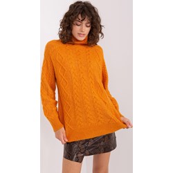 Sweter damski pomarańczowa z okrągłym dekoltem casualowy  - zdjęcie produktu