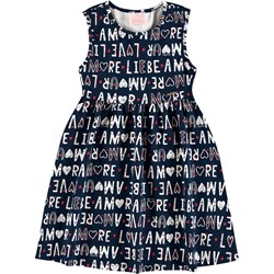 Sukienka dziewczęca Quimby wielokolorowa z napisem bawełniana  - zdjęcie produktu