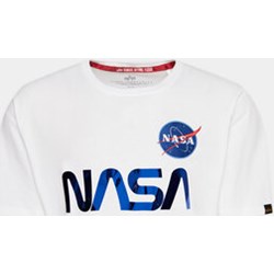 T-shirt męski biały Alpha Industries młodzieżowy z krótkimi rękawami  - zdjęcie produktu
