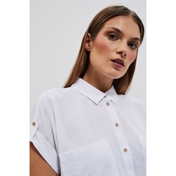 Moodo.pl koszula damska z kołnierzykiem biała elegancka z krótkim rękawem  - zdjęcie produktu