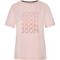 Joop! bluzka damska różowa z napisami z krótkim rękawem z bawełny z okrągłym dekoltem  - zdjęcie produktu