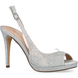 Menbur sandały damskie srebrne z klamrą eleganckie na szpilce  - zdjęcie produktu