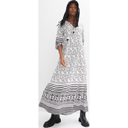 Sukienka Bonprix z długimi rękawami maxi szara z dekoltem w serek w abstrakcyjne wzory casual  - zdjęcie produktu