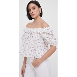 Bluzka damska Barbour biała boho z krótkimi rękawami  - zdjęcie produktu
