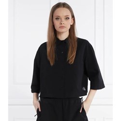 Calvin Klein bluzka damska czarna bawełniana z długimi rękawami  - zdjęcie produktu