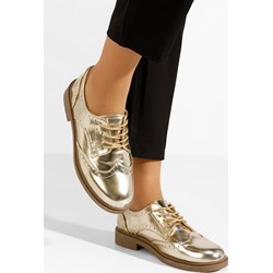 Półbuty damskie złote Zapatos wiązane płaskie casual jesienne  - zdjęcie produktu