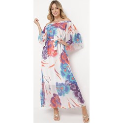 Sukienka Born2be elegancka maxi z długim rękawem w kwiaty z okrągłym dekoltem  - zdjęcie produktu