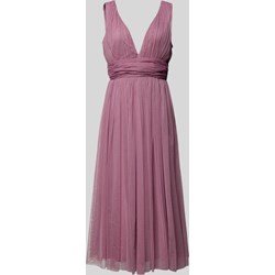 Sukienka Lace & Beads różowa na ramiączkach na sylwestra maxi  - zdjęcie produktu