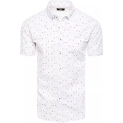 Koszula męska biała Dstreet młodzieżowa w abstrakcyjnym wzorze z klasycznym kołnierzykiem  - zdjęcie produktu