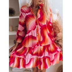 Sukienka Dstreet mini oversize na uczelnię z długim rękawem na wiosnę z dekoltem w serek  - zdjęcie produktu