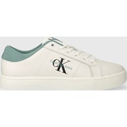 Trampki męskie białe Calvin Klein ze skóry wiązane sportowe  - zdjęcie produktu