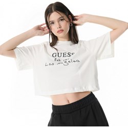 Bluzka damska biała Guess z okrągłym dekoltem  - zdjęcie produktu