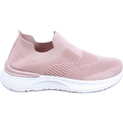 Buty sportowe damskie płaskie z tkaniny różowe bez zapięcia  - zdjęcie produktu