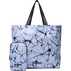 Shopper bag Desigual niebieska mieszcząca a6 z nadrukiem  - zdjęcie produktu