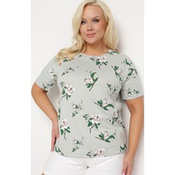 Miętowa bluzka damska Born2be z okrągłym dekoltem  - zdjęcie produktu