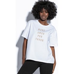 Bluzka damska Fobya młodzieżowa biała bawełniana z okrągłym dekoltem  - zdjęcie produktu