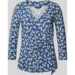 Bluzka damska Ralph Lauren niebieska z długimi rękawami w kwiaty w serek  - zdjęcie produktu