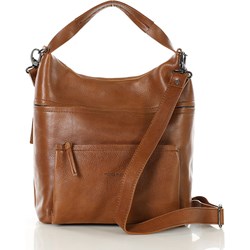Shopper bag Mazzini ze skóry brązowa na ramię  - zdjęcie produktu