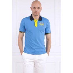 T-shirt męski niebieski La Martina z krótkim rękawem bawełniany  - zdjęcie produktu