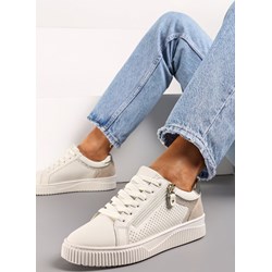 Buty sportowe damskie Renee sneakersy skórzane wiązane  - zdjęcie produktu