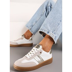 Buty sportowe damskie Renee sneakersy wiązane płaskie białe  - zdjęcie produktu