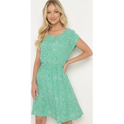 Sukienka zielona Born2be mini casual w kwiaty  - zdjęcie produktu