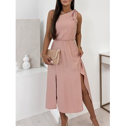 Sukienka z okrągłym dekoltem różowa bez rękawów  - zdjęcie produktu