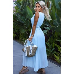 Sukienka Numoco Basic maxi bez rękawów z dekoltem v z paskiem  - zdjęcie produktu