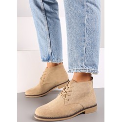 Botki beżowe Born2be casual wiązane  - zdjęcie produktu