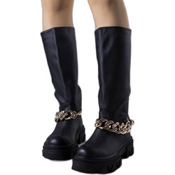 Kozaki damskie na zamek płaskie z cholewką przed kolano  - zdjęcie produktu