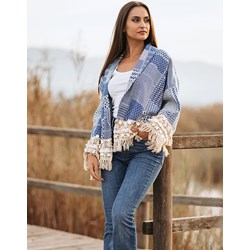 Sweter damski Isla Bonita By Sigris z aplikacjami  bawełniany  - zdjęcie produktu