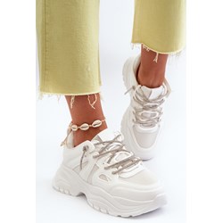 Buty sportowe damskie sneakersy sznurowane wiosenne na platformie  - zdjęcie produktu
