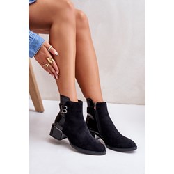 Botki S.Barski eleganckie na jesień zamszowe na obcasie  - zdjęcie produktu