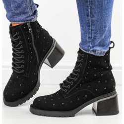 Botki Dia na obcasie zamszowe z zamkiem  - zdjęcie produktu