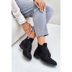 Botki S.Barski zamszowe płaskie na zamek casualowe  - zdjęcie produktu