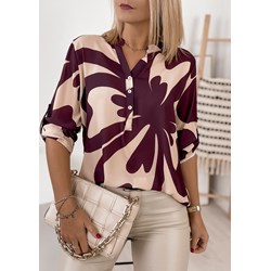 Wielokolorowa bluzka damska Ubra na wiosnę z długimi rękawami  - zdjęcie produktu