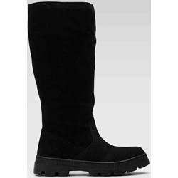 Kozaki damskie Lasocki czarne casual płaskie z cholewką przed kolano na zamek  - zdjęcie produktu