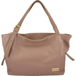 Shopper bag Barberini`s brązowa na ramię ze skóry  - zdjęcie produktu