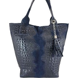 Shopper bag Barberini`s matowa z zamszu bez dodatków duża  - zdjęcie produktu