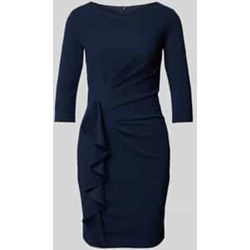Sukienka Paradi granatowa z okrągłym dekoltem bez wzorów mini  - zdjęcie produktu