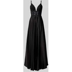 Sukienka Luxuar Fashion z dekoltem w literę v maxi na zimę bez rękawów z aplikacjami   - zdjęcie produktu