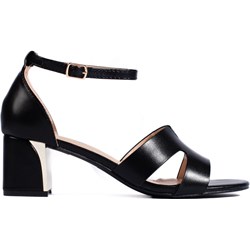 Sandały damskie z klamrą na lato eleganckie na słupku z niskim obcasem  - zdjęcie produktu