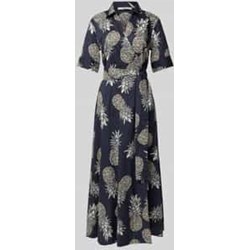 Sukienka z długim rękawem kopertowa wielokolorowa z dekoltem w serek maxi  - zdjęcie produktu