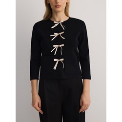 Sweter damski Reserved z okrągłym dekoltem czarny z poliamidu  - zdjęcie produktu