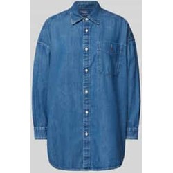 Koszula damska Polo Ralph Lauren niebieska z jeansu z kołnierzykiem na wiosnę  - zdjęcie produktu