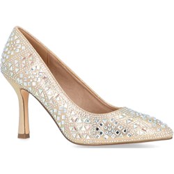 Czółenka Menbur srebrne na szpilce na wysokim obcasie bez zapięcia ze szpiczastym noskiem eleganckie  - zdjęcie produktu