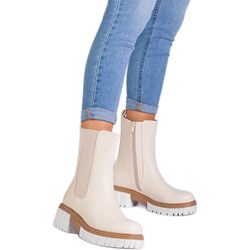 Botki casual na zamek na wiosnę na koturnie  - zdjęcie produktu