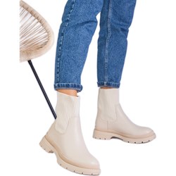 Botki beżowe casual bez zapięcia  - zdjęcie produktu