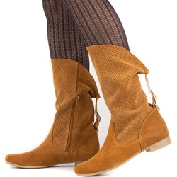 Botki Buty Olivier z nubuku na płaskiej podeszwie na zamek  - zdjęcie produktu